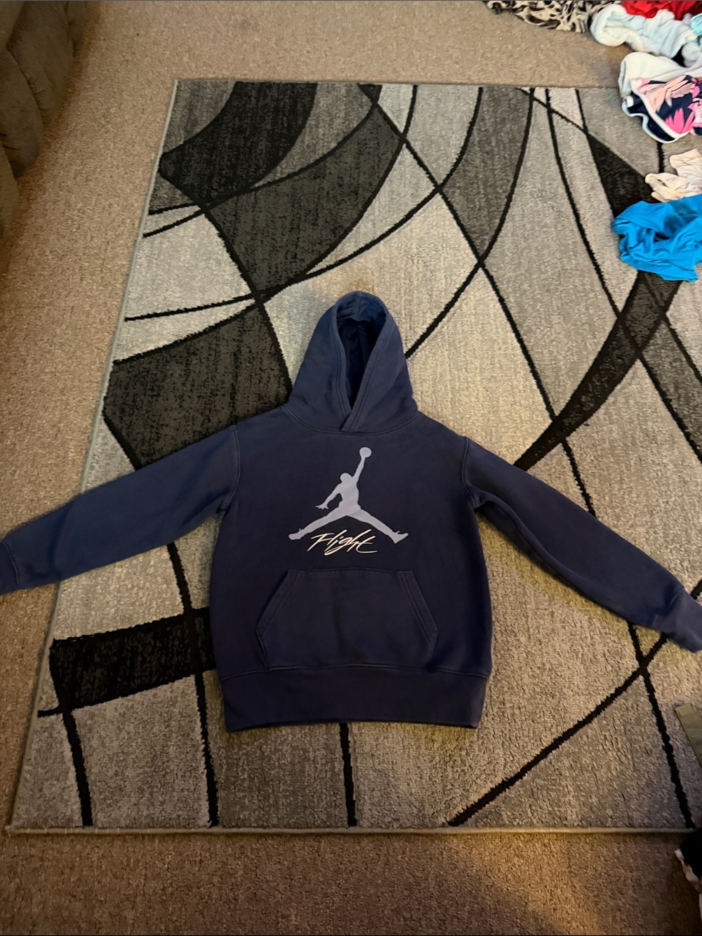 Jordan Navy Crewneck Hoodie with Light Gray Jumpman